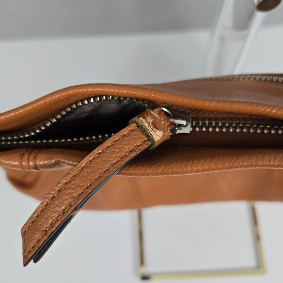 Liz Claiborne Tan Zipper Closure Satchel Shoulder Bag / Purse with Tassel Detail - Picture 4 of 14
